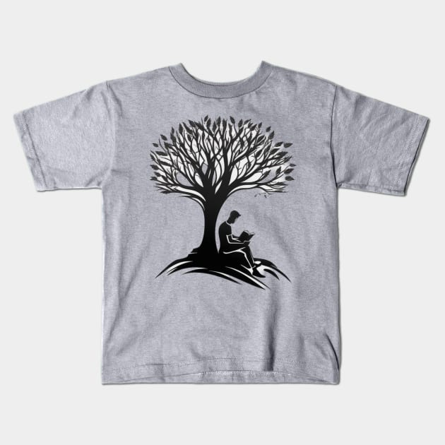 Book Reading under a Tree - Designs for a Green Future Kids T-Shirt by Greenbubble